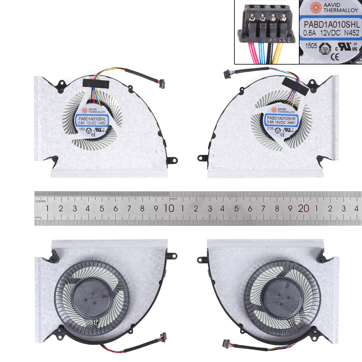 Picture of New Replacement CPU Cooling Fan For MSI GP76 GE76 WE76 MS-17K2 MS-17K3 （L+R ORG） PABD1A010SHL PABD1A010SHR  N451 N452 Layout